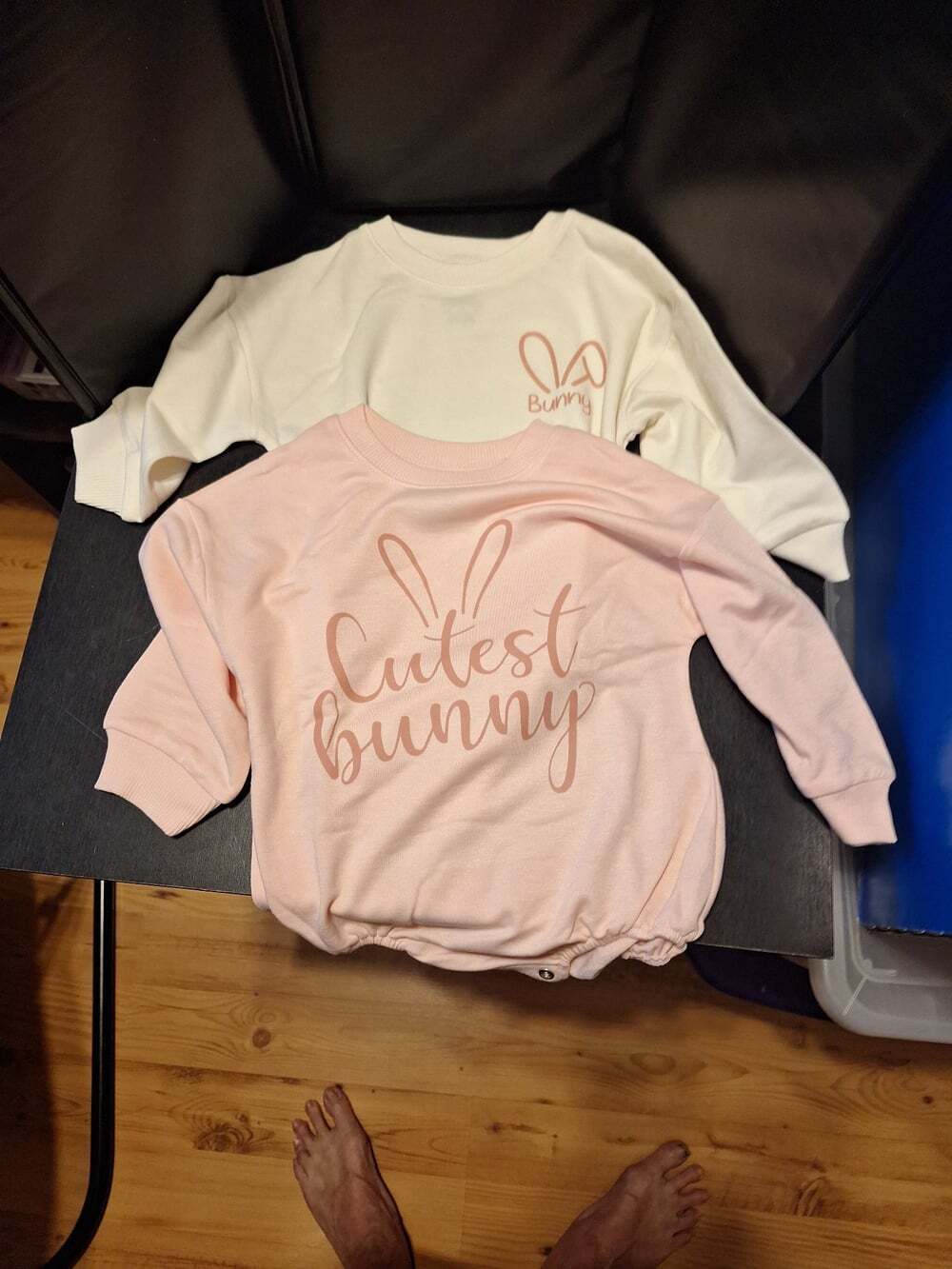 Adorable Matching Infant 'Cutest Bunny' Crewneck and Romper Set